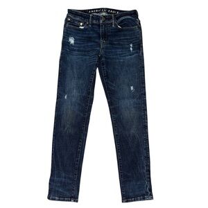 American Eagle Airflex Woman’s Jeans SZ 29/30 Skinny Indigo Blue Distressed